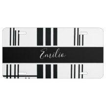 Rand Black White Shapes License Plate