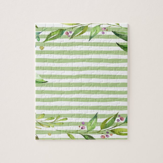 Rand Blommigt Design för Grönt med fetstil -  Pussel (Vertikal)