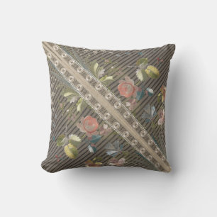 Rand Blommigt Vintage Elegant Brocade Snöre Cushio Kudde