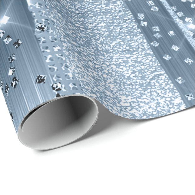 Rand BLUE GRÅTT CRYSTALS BRÖLLOP MÖHIPPA Strosor Presentpapper (Rullad Hörn)
