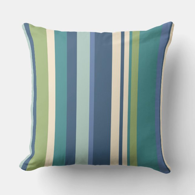 Rand Blue Grönt Exdoor Patio Pillows Utomhuskudde (Framsida)