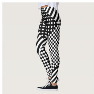 Rand Check Harlequin Polka dots Mixed Design Leggings