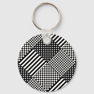 Rand Check Harlequin Polka dots Mixed Design Nyckelring