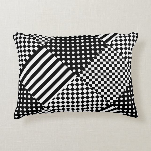 Rand Check Harlequin Polka dots Mixed Design Prydnadskudde (Framsidan)