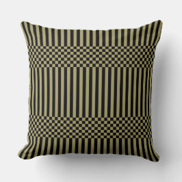 Rand&Checker Black och Brown Dekorativ kudde