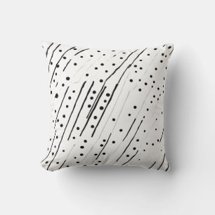 Rand eller polka dots, svart, vit, grått mönster kudde