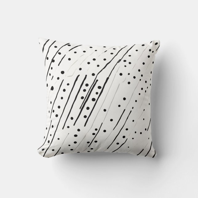Rand eller polka dots, svart, vit, grått mönster kudde (Framsida)