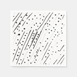 Rand eller polka dots, svart, vit, grått mönster pappersservett