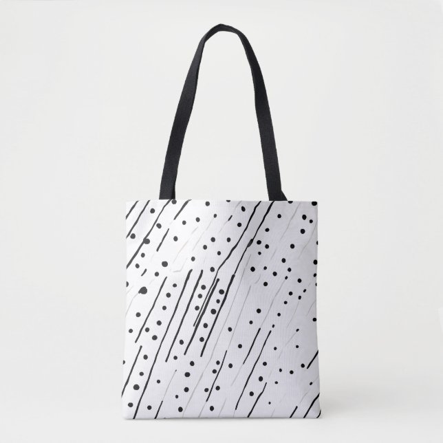 Rand eller polka dots, svart, vit, grått mönster tygkasse (Framsida)