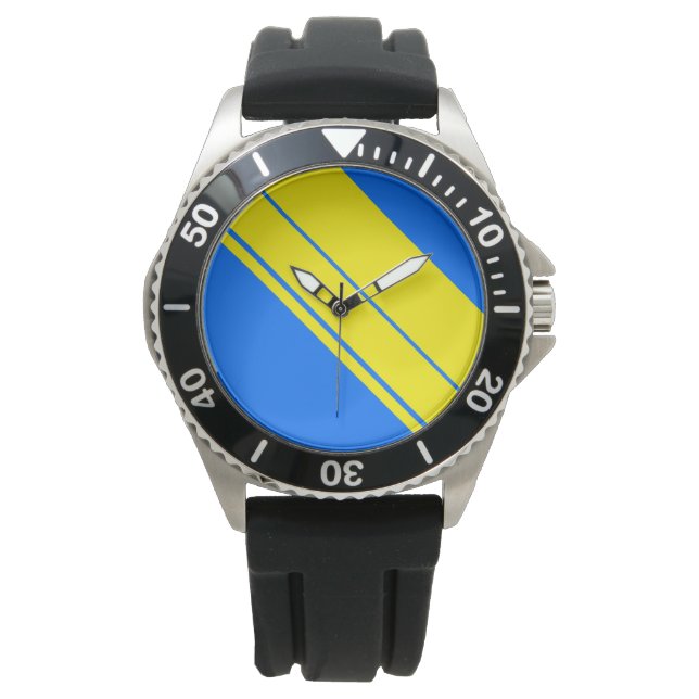 Rand för bred Gult i Tävla på ljusblå Armbandsur (Framsida)