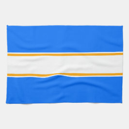 Rand för Bright Nautical Blue Gult White Tävla Kökshandduk