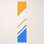 Rand för Bright Nautical Blue Gult White Tävla Sjal<br><div class="desc">Den här moderna,  eleganta designen har tre högers hörnvita,  diagonalt parallella tävla rand mot vibrerande ljusblå bakgrund och gult bakgrunder.</div>