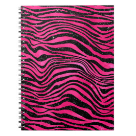 Rand för Bright Rosa och svart Glam Animal Print Anteckningsbok