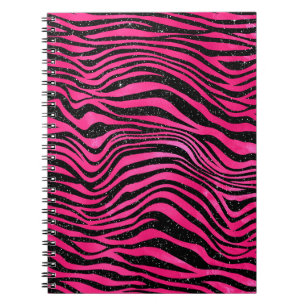 Rand för Bright Rosa och svart Glam Animal Print Anteckningsbok