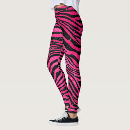 Rand för Bright Rosa och svart Glam Animal Print Leggings
