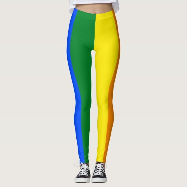 Rand för flagga för LGBT-regnbågepride vertikal Leggings (Framsida)