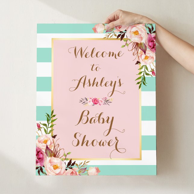 Rand för Grönt av Mint-Blommigten för babyvisnings Poster (Skapare uppladdad)