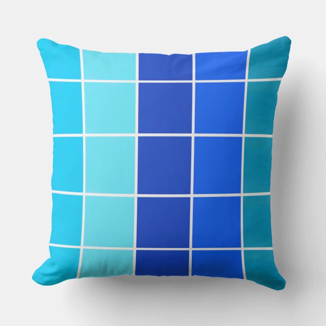 Rand för övertoning av blå kvadrater kudde (Framsida)