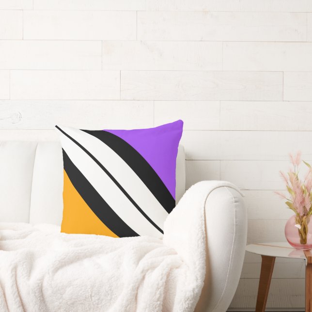 Rand för svartvit Lila Gult Tävla Kudde (Soffa)