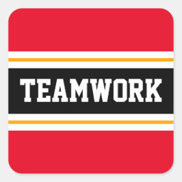 RAND för Tävla av rött svart Orange i TEAMWORK Fyrkantigt Klistermärke