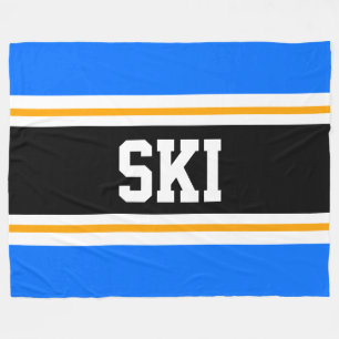 RAND för Tävla av SKI Wide Bright Blue Black Gult Fleecefilt
