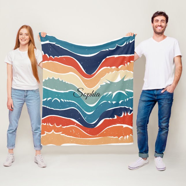 Rand för uppspelning av retro-regnbåge för Anpassn Fleecefilt (På plats)