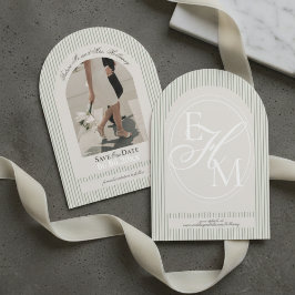 Rand-fotospara-fotot i Grönten Gammal myntskript Inbjudningar