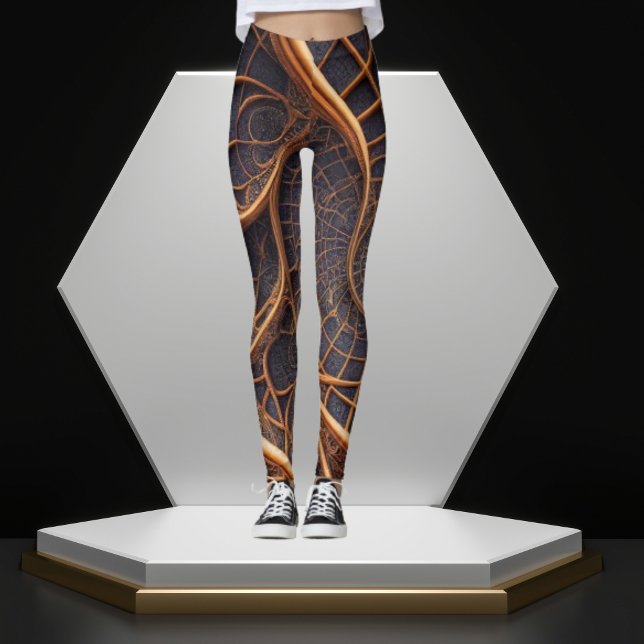 Rand Fusion: Brun och svart geometrisk legering Leggings (Skapare uppladdad)