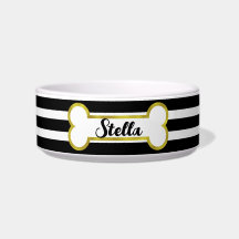 Rand & Guld Bone Customized Pet Bowl | Svart