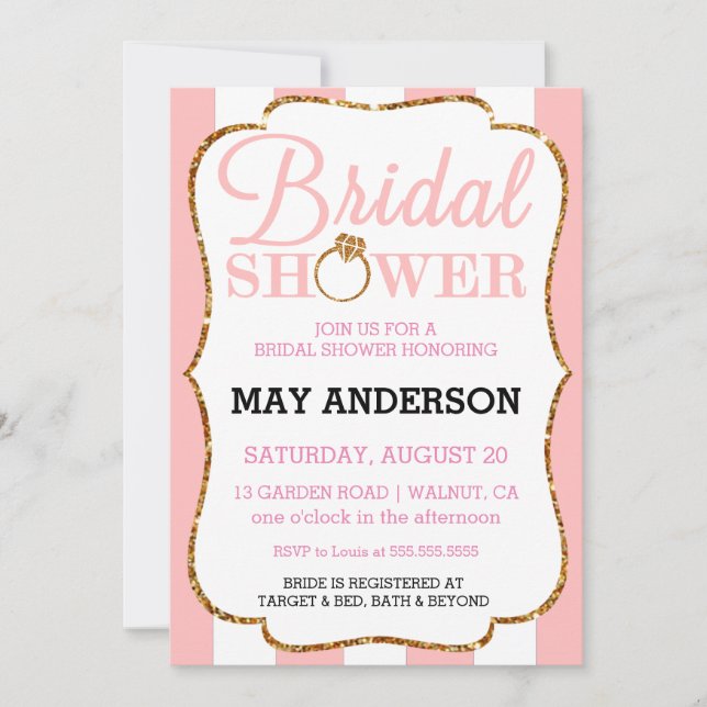  Rand Guld Glitter Inbjudningskort för möhippan (Framsida)