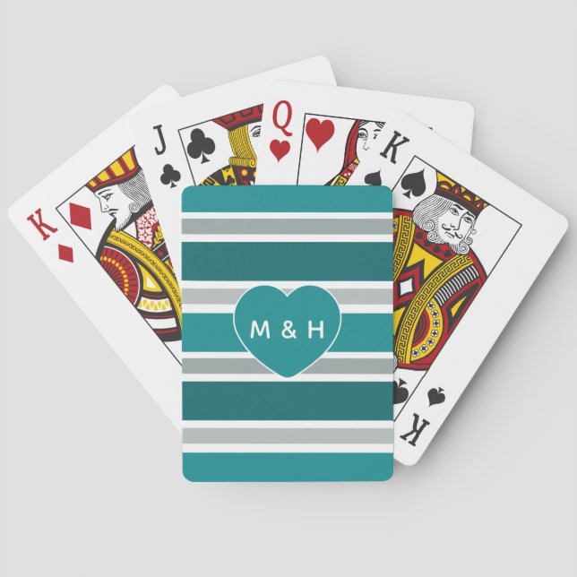 Rand & Heart anpassningsbar monogram spelkort (Baksidan)