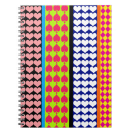 Rand Hearts Diamonds Boho Blandad design Anteckningsbok