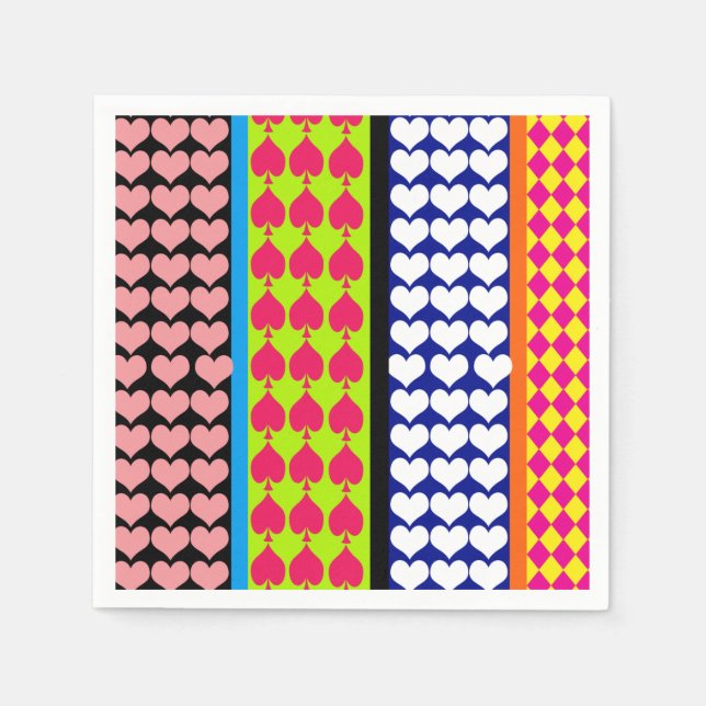 Rand Hearts Diamonds Boho Blandad design Pappersservett (Framsidan)