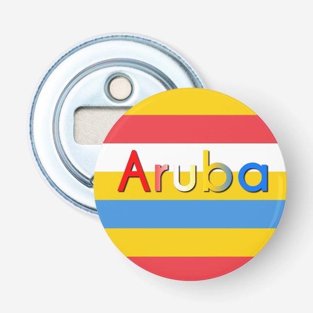Rand i Aruba Flagga Färg Flasköppnare (Framsidan)