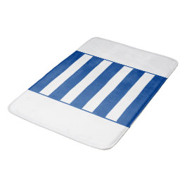 Rand i mitten. Djup blå och vit. Badrumsmatta