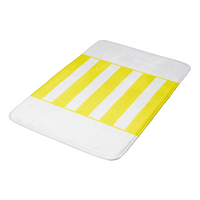 Rand i mitten. Ljus Gult och vit. Badrumsmatta (Vinklad)