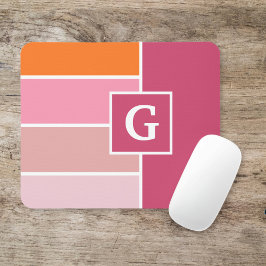 Rand i rosa, vit och orange med Monogram Musmatta