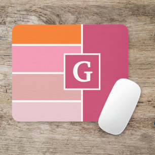 Rand i rosa, vit och orange med Monogram Musmatta