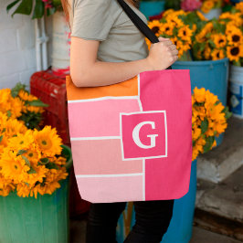 Rand i rosa, vit och orange med Monogram Tygkasse