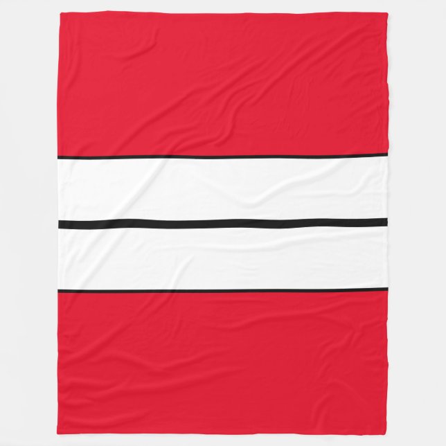 Rand i Slender Black White Bright Red Lodrät Fleecefilt (Framsidan)