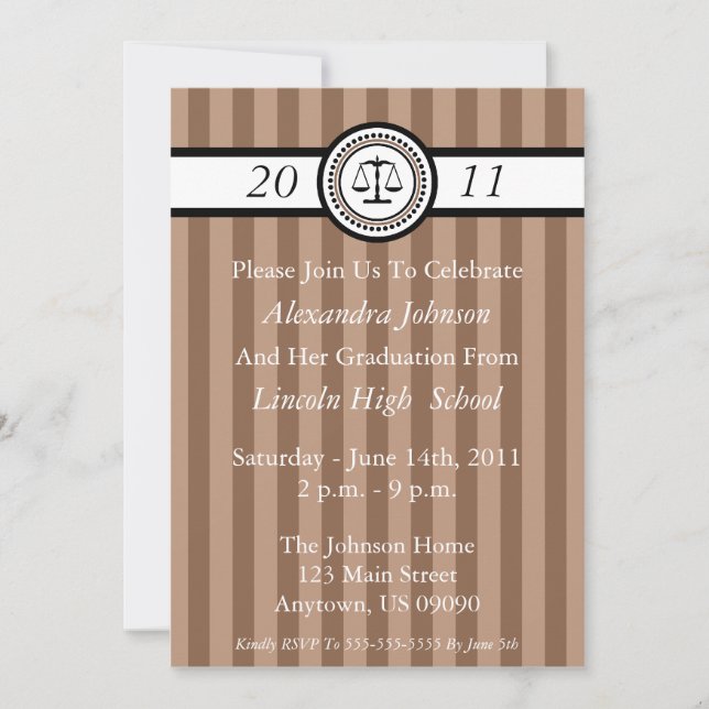 Rand Law School Studentkorts (Brown) Inbjudningar (Framsida)
