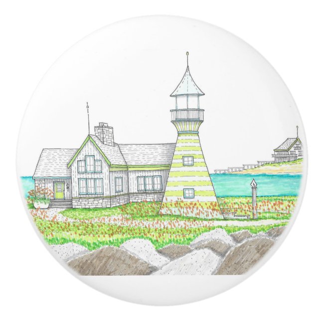 Rand Lighthouse Ceramic Door Knob Knopp (Framsidan)