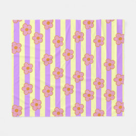 Rand Lila Gult Tropical Blommigt Botanical Fleecefilt