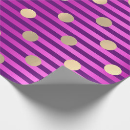 Rand Line Fuchsia Rosa Lila Polka dots Guld Presentpapper