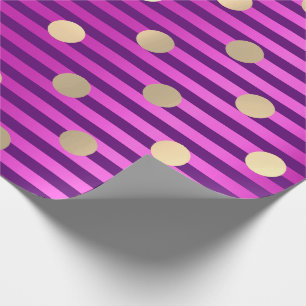 Rand Line Fuchsia Rosa Lila Polka dots Guld Presentpapper
