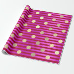 Rand Line Fuchsia Rosa Red Ruby Polka dots Guld Presentpapper<br><div class="desc">Stänk i Färg Glam och Chic Geometric Wrapping Papper Kan vara en vacker dekoration för många evenemang som bröllop,  årsdag,  födelsedag,  studenten,  nytt hem,  företag,  möhippor osv. FlamorenceK-design</div>