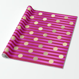 Rand Line Fuchsia Rosa Red Ruby Polka dots Guld Presentpapper