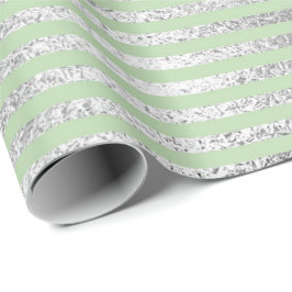 Rand Linjer Mint Grönt Grönt Pastel Silver Vip Presentpapper