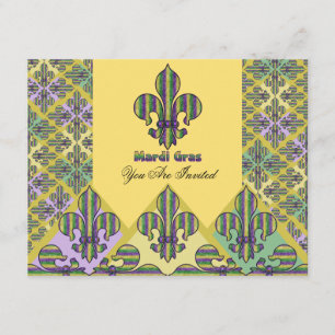 Rand Mardi Gras Fleur de lis Inbjudningar
