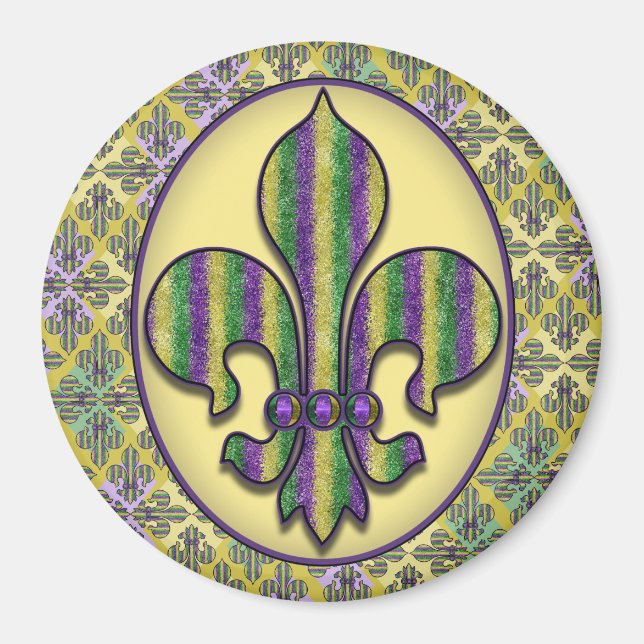 Rand Mardi Gras Fleur de lis Magnet (Framsidan)